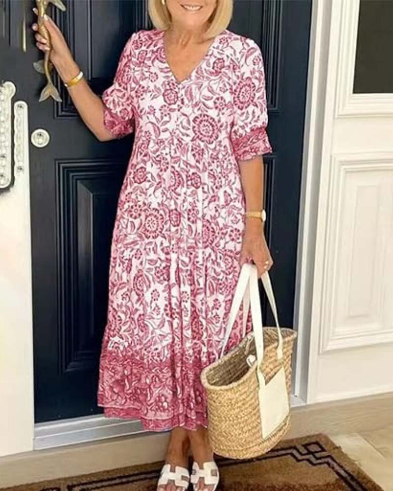 Solena Blue Floral Midi Dress