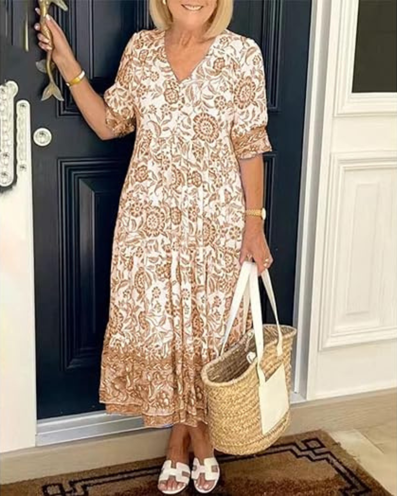 Solena Blue Floral Midi Dress