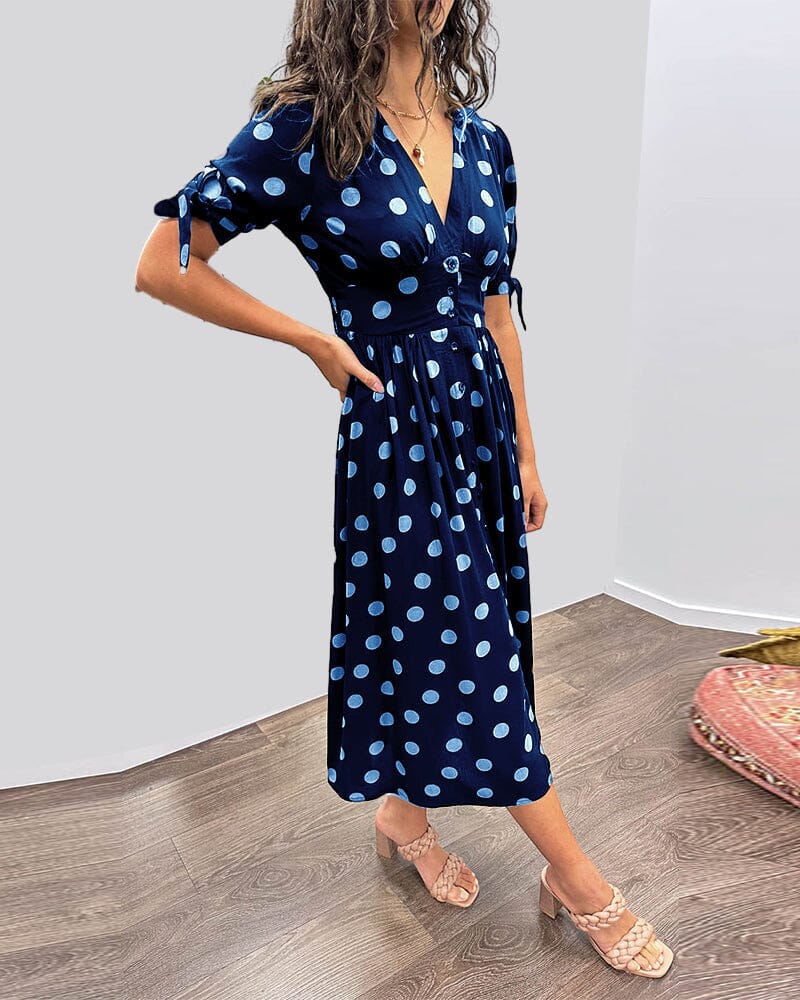 Marcelline Sweetheart Deep V Polka Dot Dress