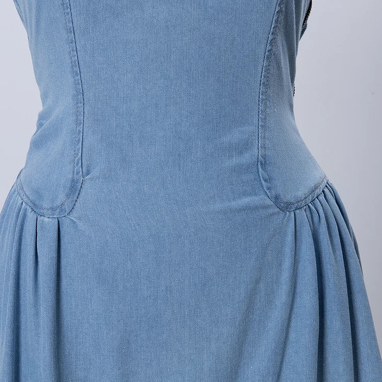 Maeryn Midnight Denim Strappy Sleeveless Dress