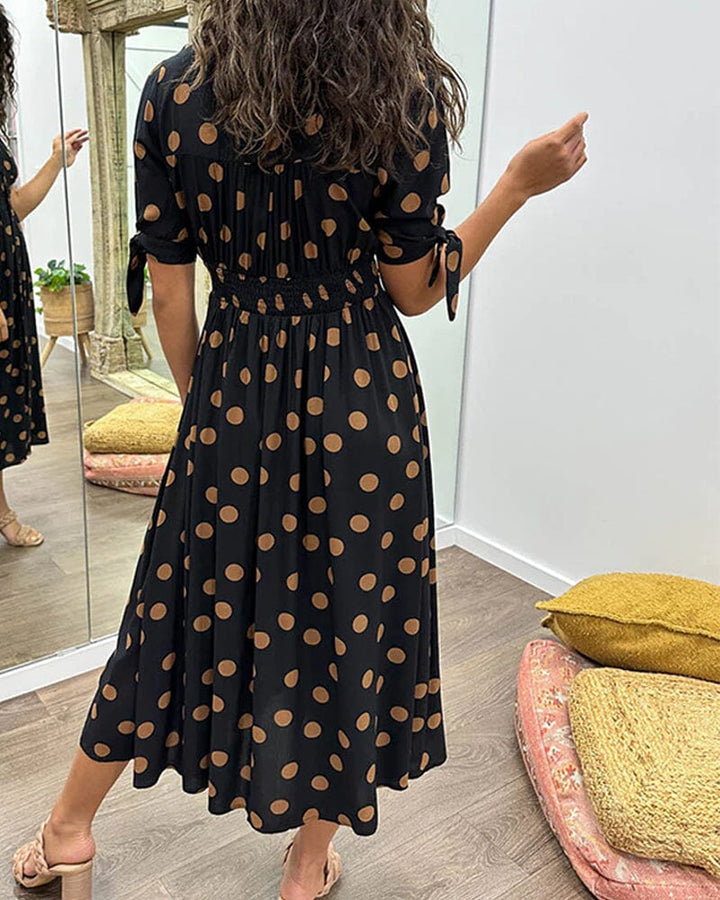 Marcelline Sweetheart Deep V Polka Dot Dress