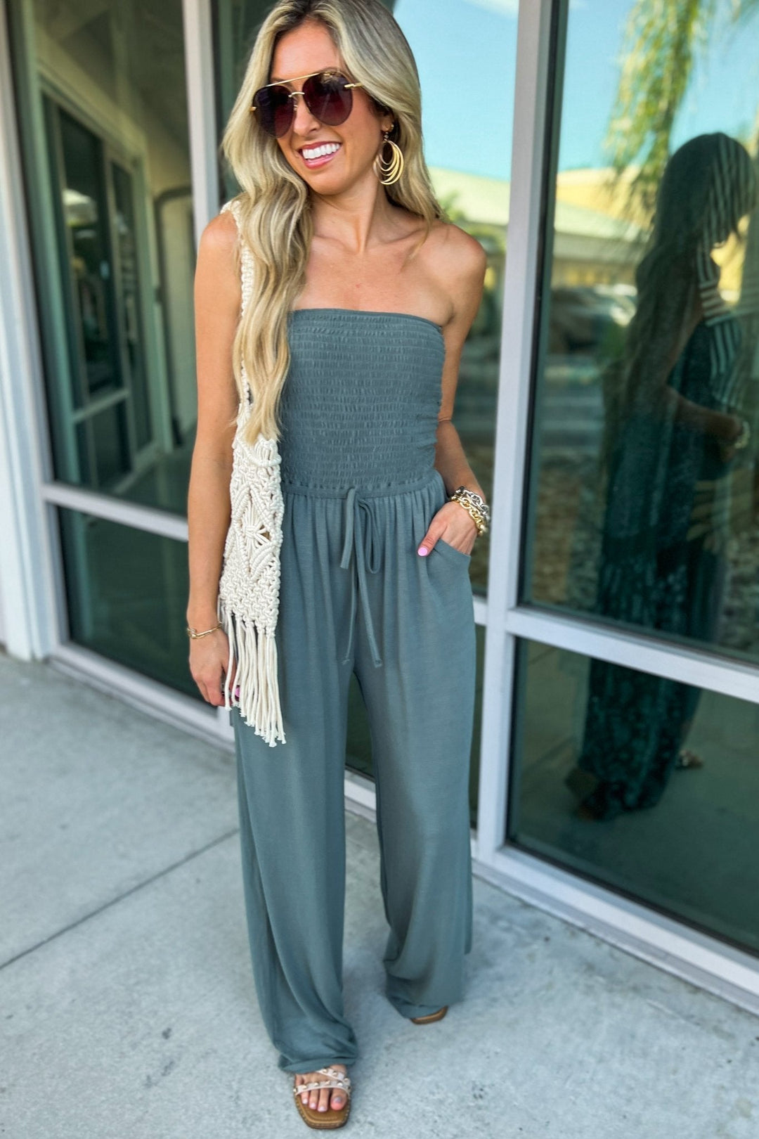 Melani Effortless Style Smocked Jumpsuit