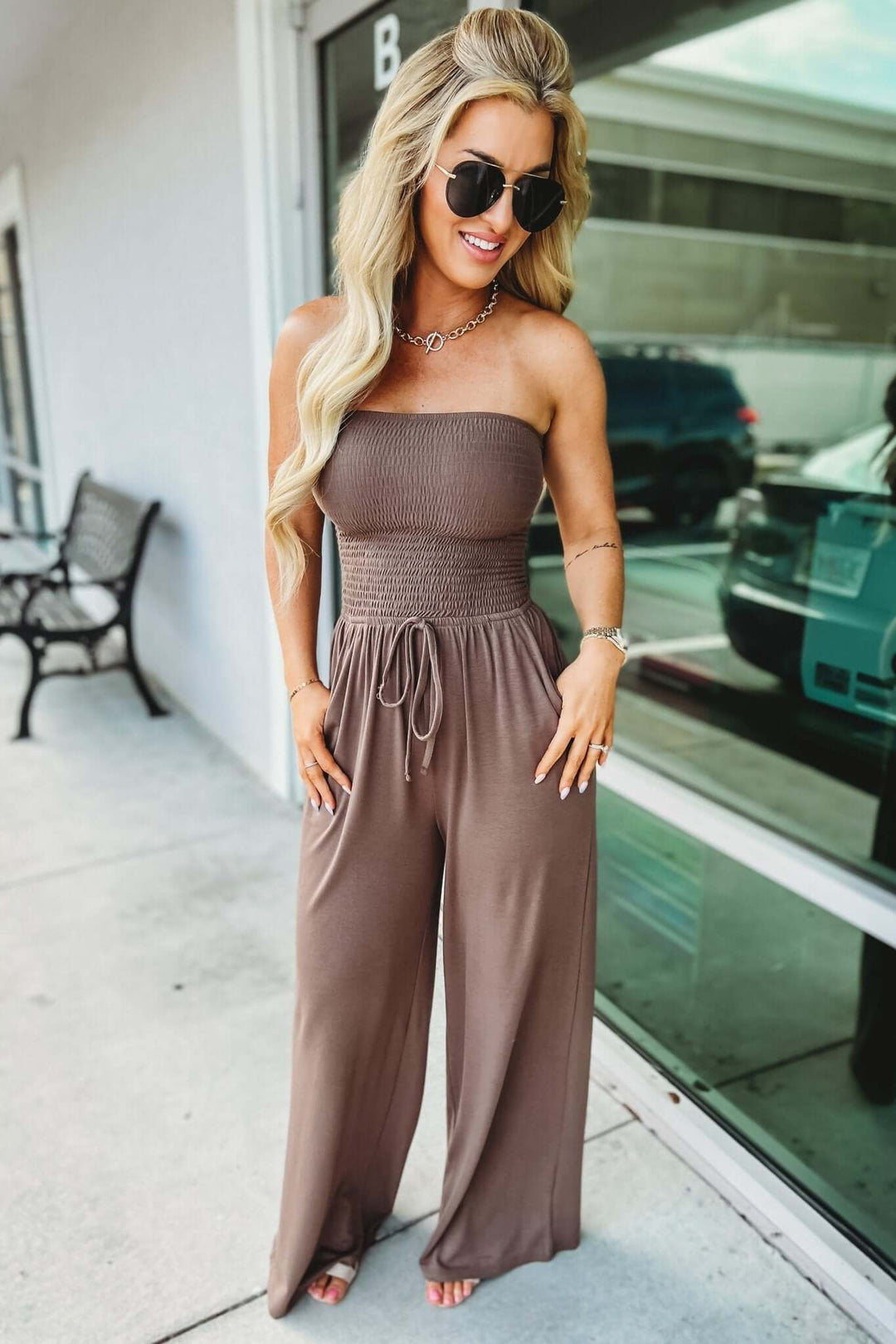 Melani Effortless Style Smocked Jumpsuit