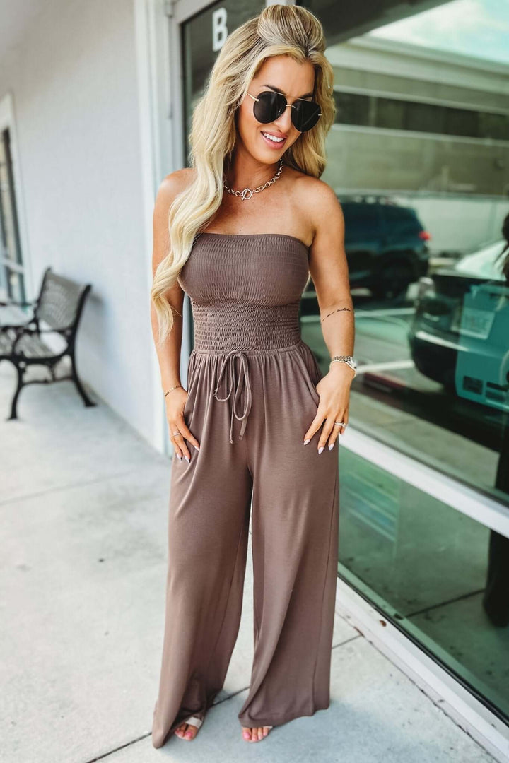 Melani Effortless Style Smocked Jumpsuit