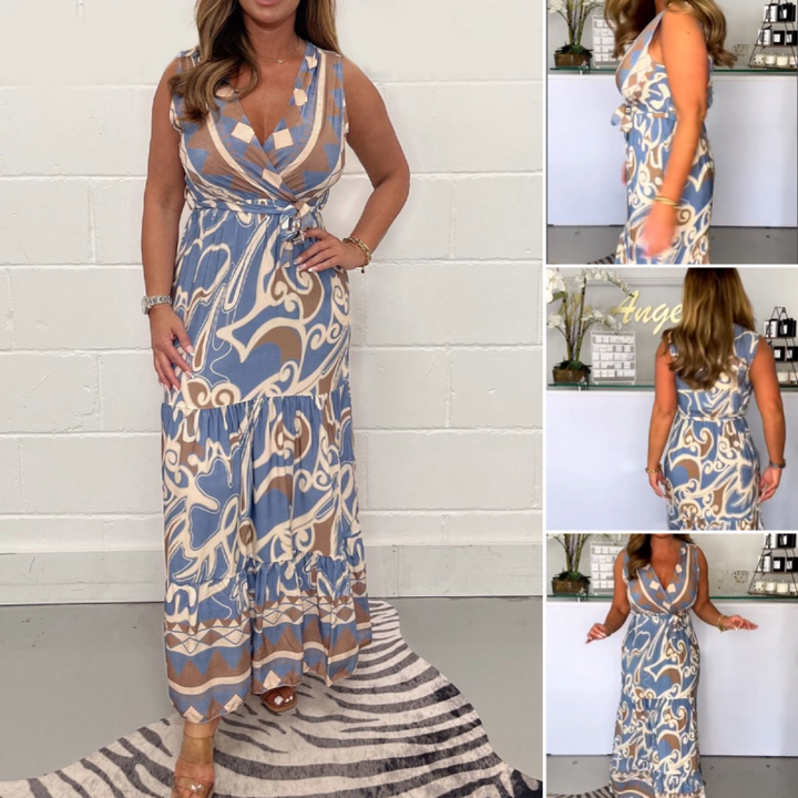 Talina Printed V-Neck Maxi Dress