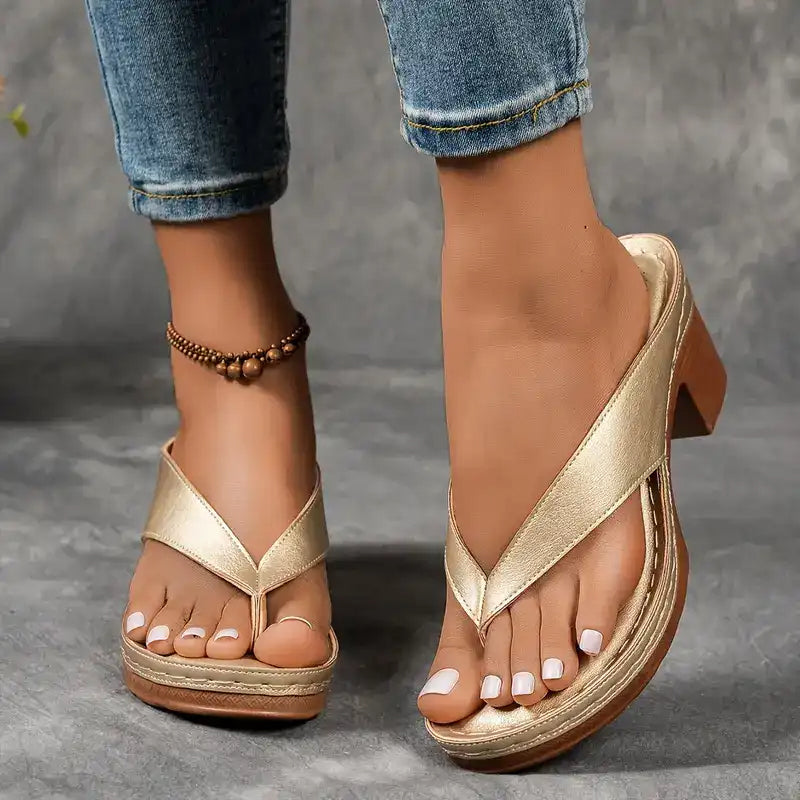 Mirentia Orthopedic Wooden Heel Sandals